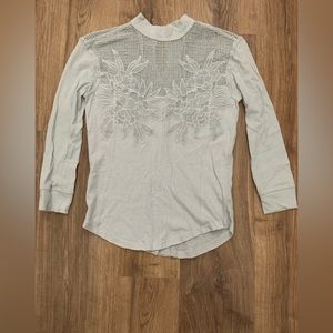 Free People Cream Long Sleeve Top